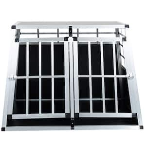 Double Doors Pet Car Transport Cage Aluminium Puppy Travel Crate Box Trapezoidal Kennel Dog Cat Carrier Cage