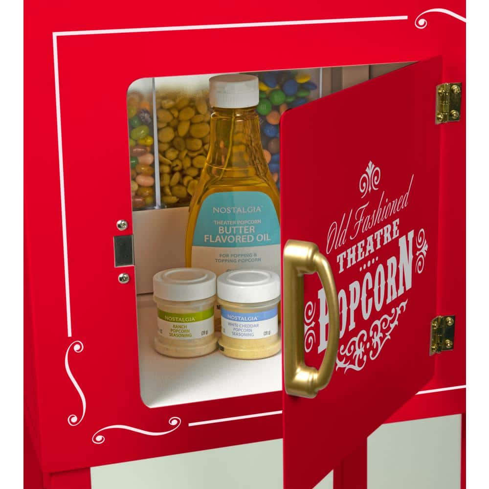 Nostalgia Red Vintage Popcorn Cart with Candy Dispenser