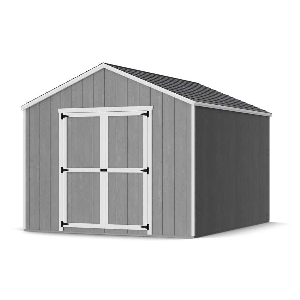 10x12 Gray Wood Gable Storage Shed Kit with Windows