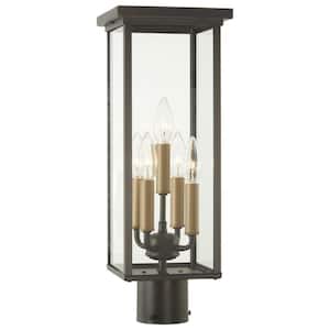 Casway 5-Light Oil Rubbed Bronze Aluminum Hardwired Outdoor Weather Resistant Post Light with No Bulbs Included