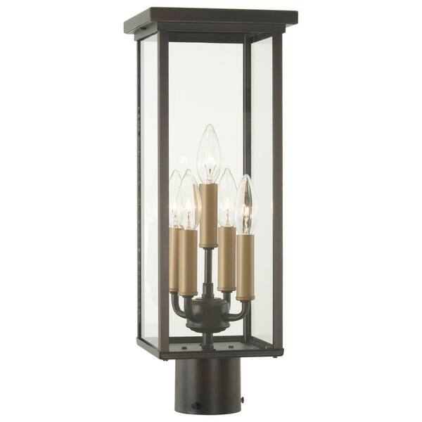 Minka Lavery Casway 5-Light Oil Rubbed Bronze Aluminum Hardwired Outdoor Weather Resistant Post Light with No Bulbs Included