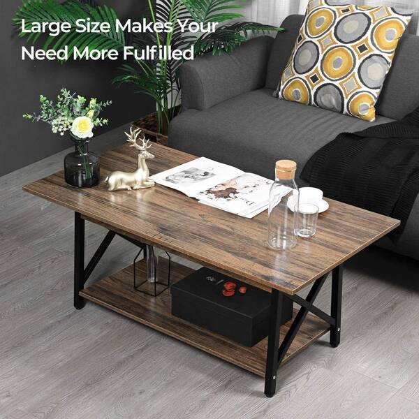 Luxor 18-inch Tall Lift Top Coffee Table with Drawer, Dark Walnut