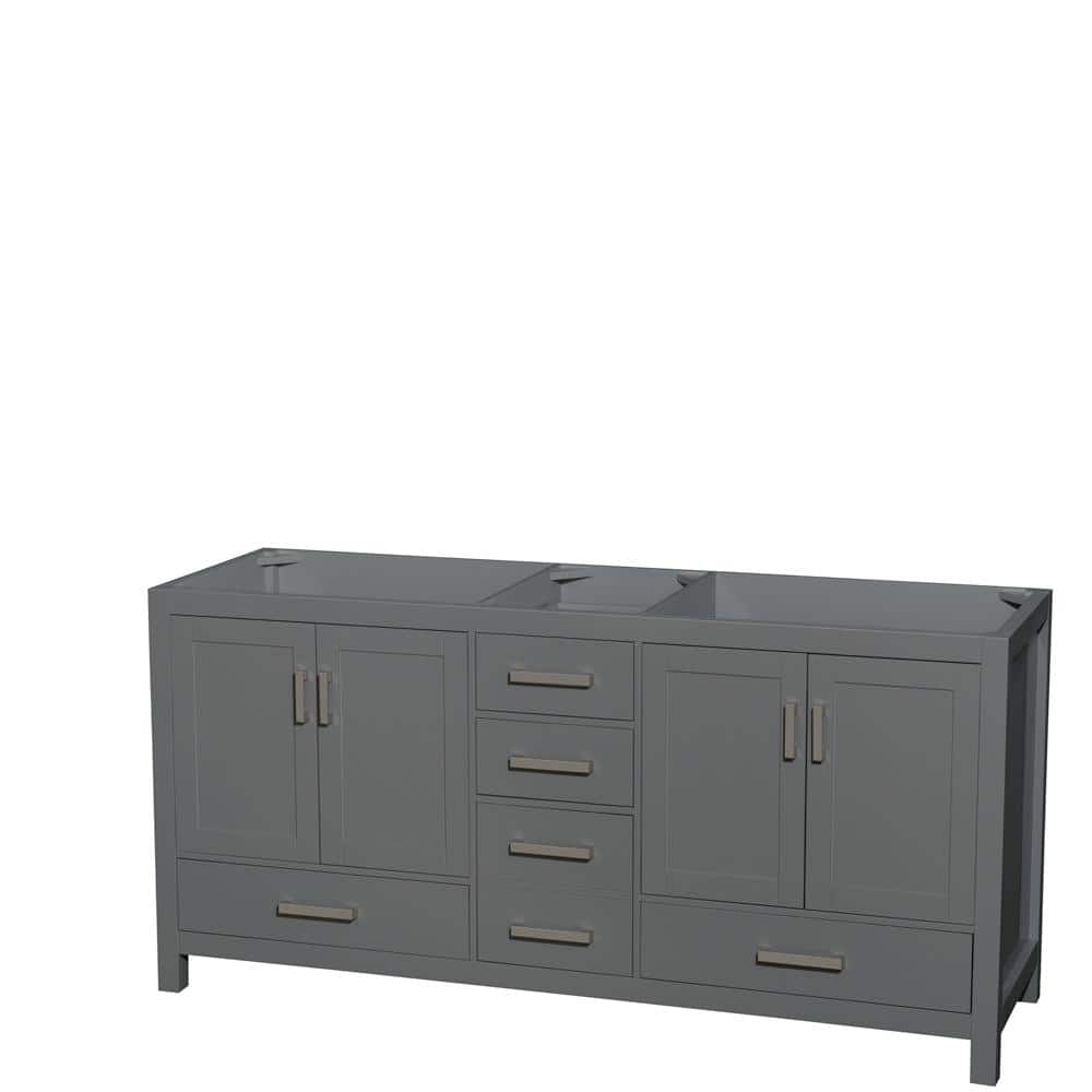 Sheffield 70.75" Elegant Dark Gray Double Bathroom Vanity Base