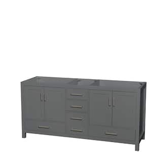 Sheffield 70.75 in. W x 21.5 in. D x 34.25 in. H Double Bath Vanity Cabinet without Top in Dark Gray