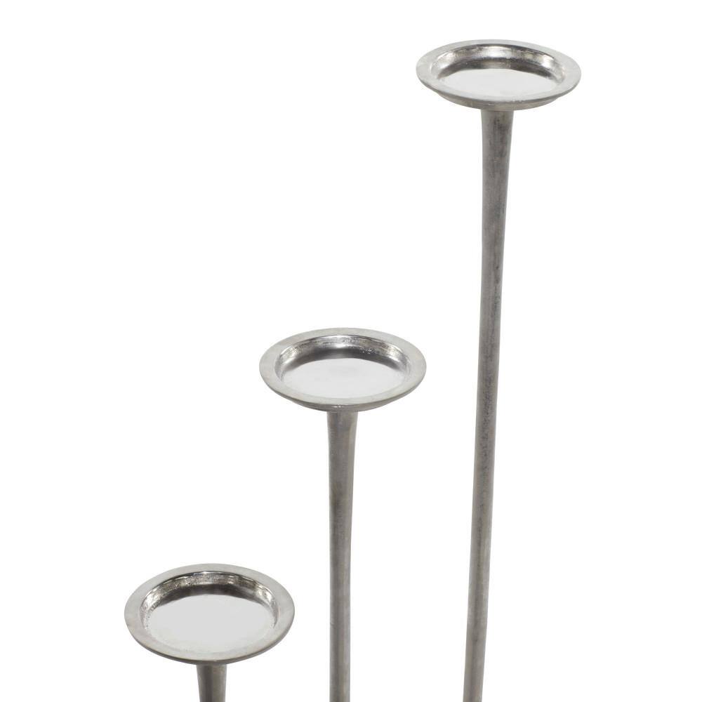 Elegant Trio Silver Aluminum Floor Candle Holders, Set of 3