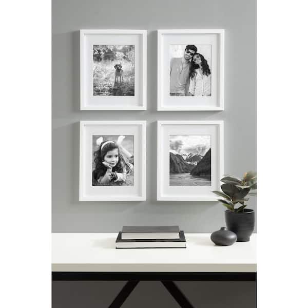 Gallery 11 in. x 14 in. Matted to 8 in. x 10 in. White Picture Frame (Set of 4)