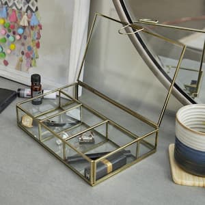 Gold Glass Jewelry Box with Clear Glass