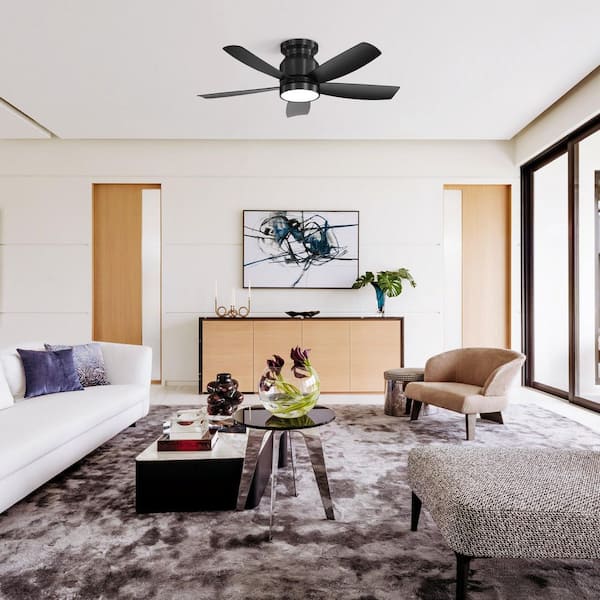 42 in. Black Indoor/Outdoor Ceiling Fan with 3-Color LED Light and 6-Speed DC Remote