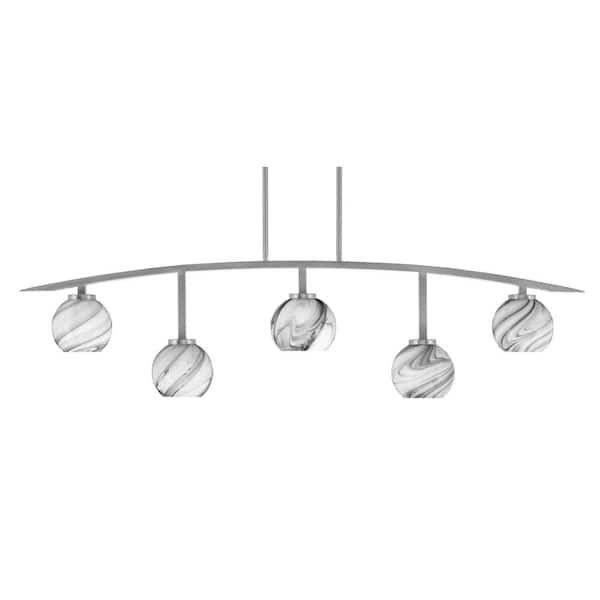 Unbranded Siena 51.25 in. 5-Light Graphite Chandelier with 5.75 in. Onyx Swirl Glass Shades, no bulbs included