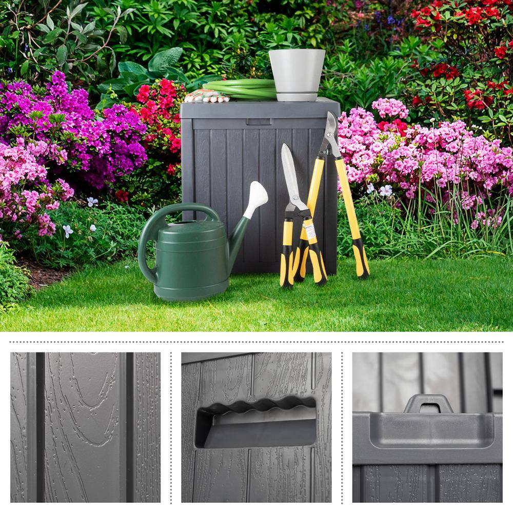 Gray 50-Gallon Lockable Plastic Deck Storage Box
