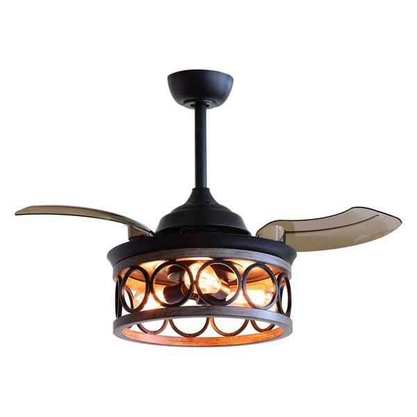 Indoor Black Retractable Ceiling Fan 