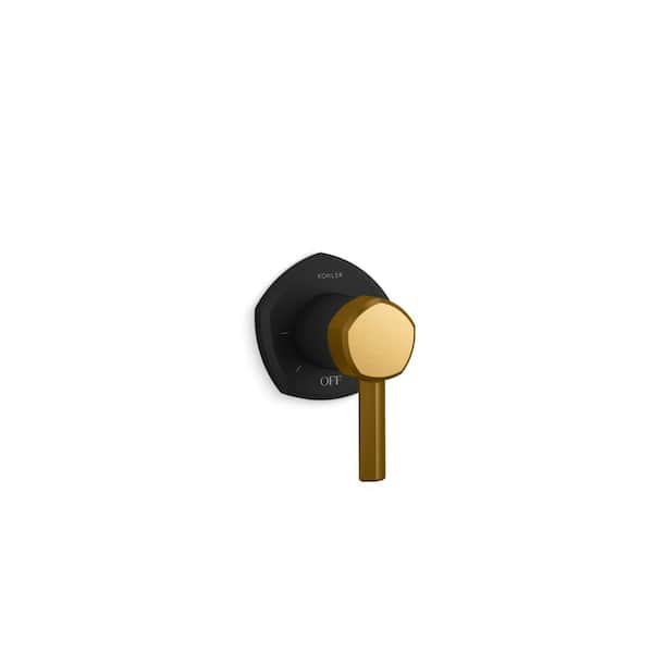 KOHLER Occasion Lever 1-Handle Tub and Shower Faucet Trim in Matte Black with Moderne Brass Trim with Volume Control