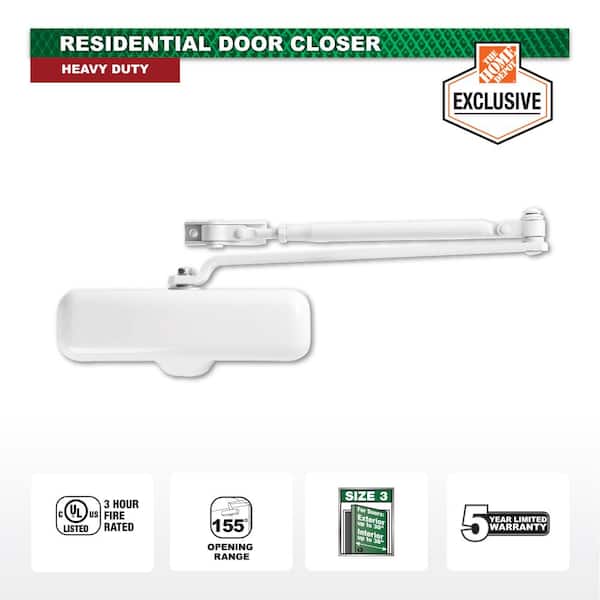 Heavy-Duty White Residential Door Closer