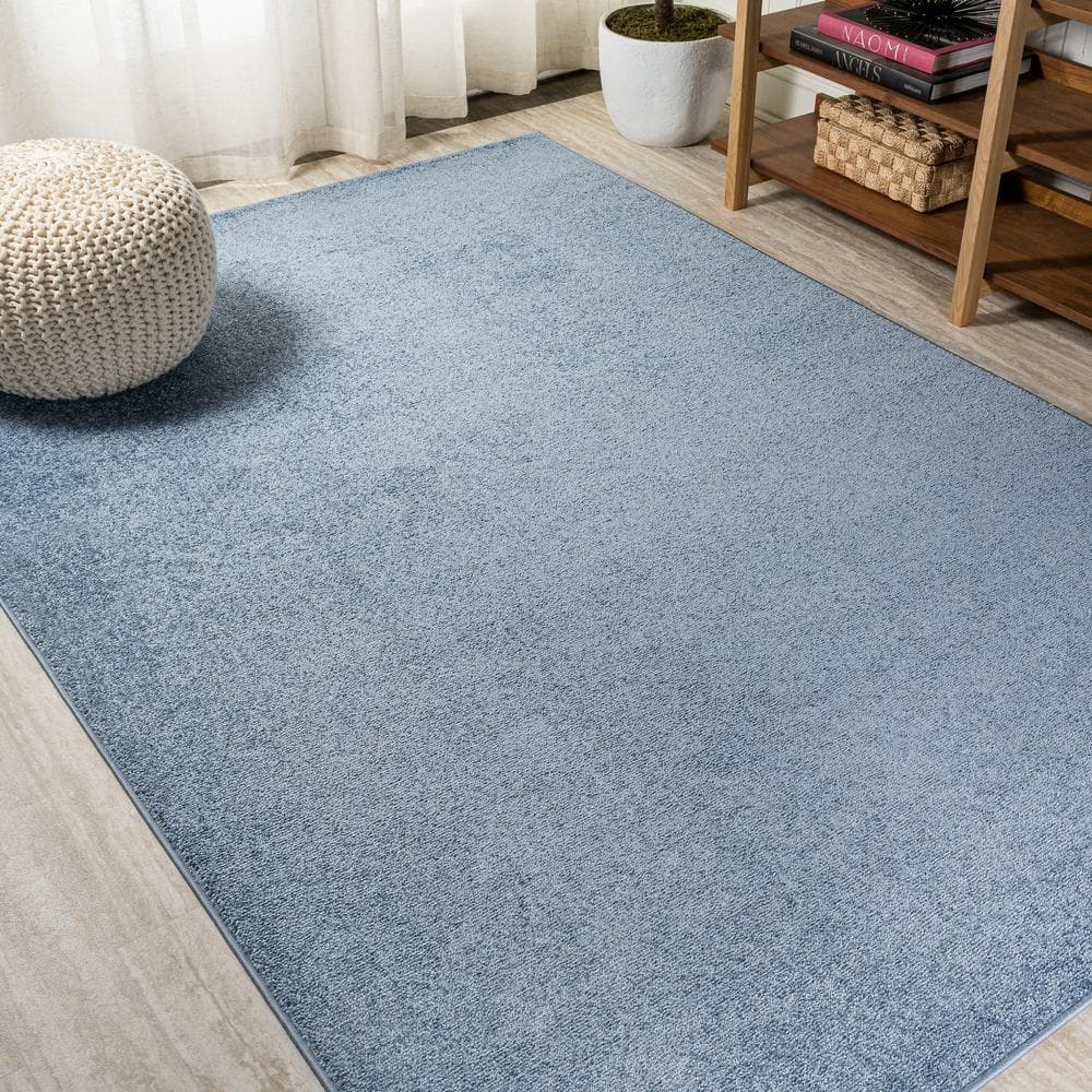 Classic Blue Rectangular Synthetic 4' x 6' Easy Care Area Rug