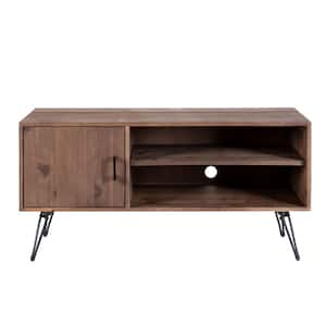 Clive 48 in. Rustic Brown Reclaim Wood Rectangle Farmhouse Media Console TV Stand with 1 Door and Metal Legs