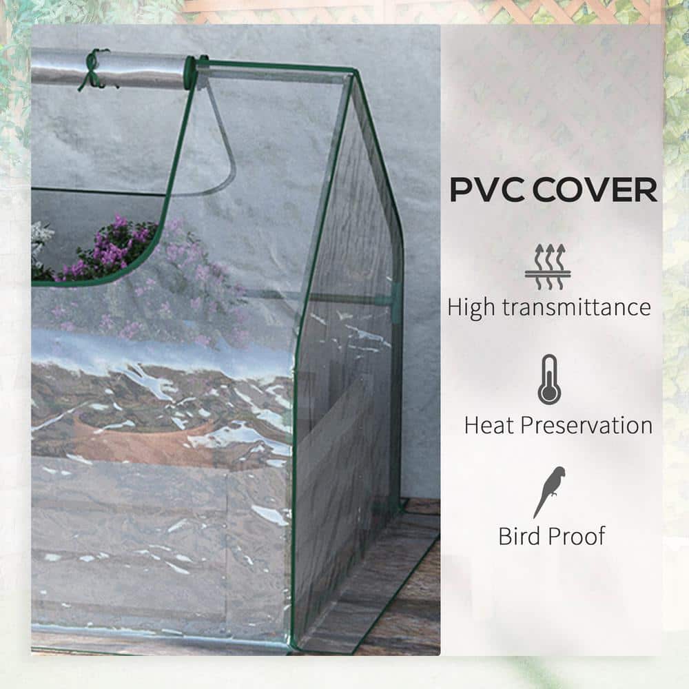 Outsunny Steel Raised Garden Bed with Clear Plastic Greenhouse Cover