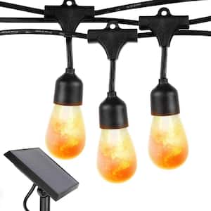 Ambience Pro 12-Light 27 ft. Outdoor Solar 1W 2700k LED S14 Hanging Edison Flame Bulb String-Light