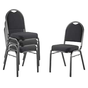 9200-Series Ebony Black Seat/Black Sandtex Frame Premium Fabric Upholstered Stack Chair (Pack of 4)