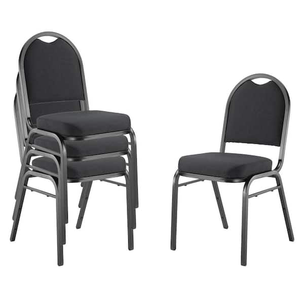 National Public Seating 9200-Series Ebony Black Seat/Black Sandtex Frame Premium Fabric Upholstered Stack Chair (Pack of 4)