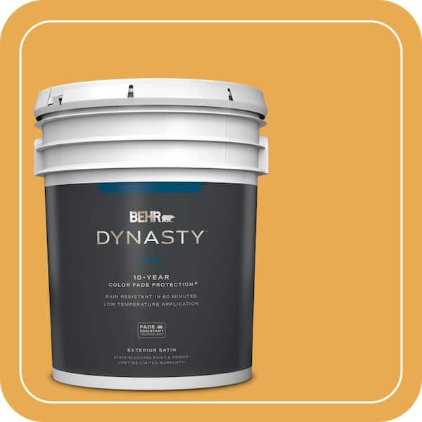 BEHR DYNASTY 5 gal. #BIC-43 Optimist Gold Satin Enamel Exterior Stain-Blocking Paint & Primer