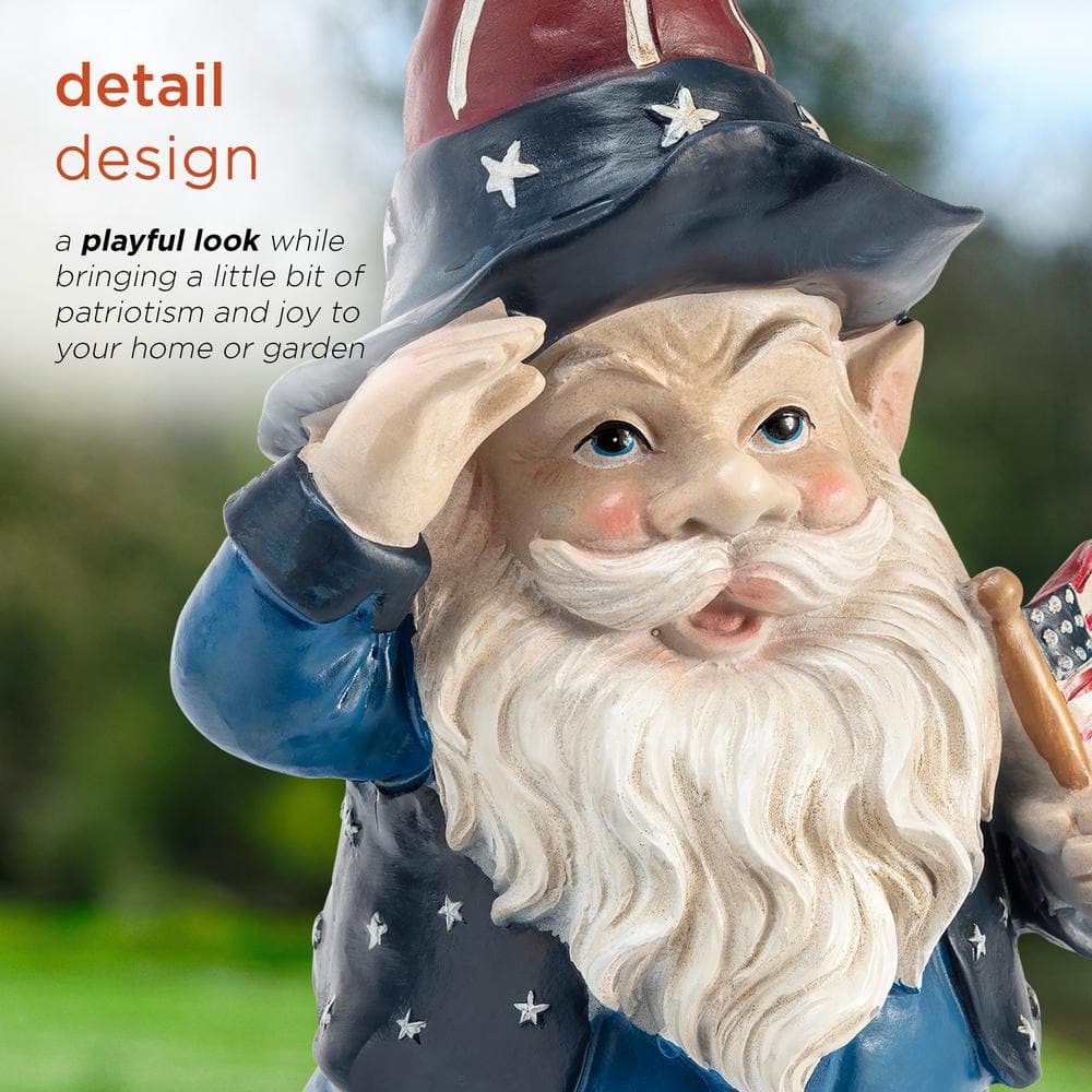 12 Inch Patriotic Polyresin Gnome with American Flag