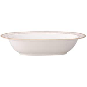 Noble Pearl 10.5 in., 24 fl. oz. White Bone China Oval Serving Bowl