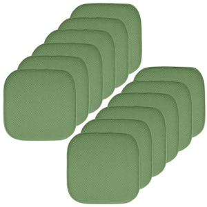 Green, Honeycomb Memory Foam Square 16 in. x 16 in. Non-Slip Back Chair Cushion (12-Pack)