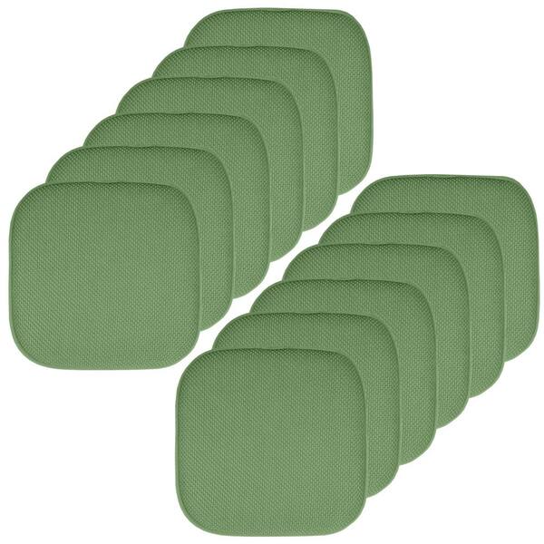 Sweet Home Collection Green, Honeycomb Memory Foam Square 16 in. x 16 in. Non-Slip Back Chair Cushion (12-Pack)