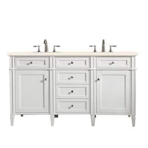 Brittany 60 in. W x 23.5 in. D x 34 in. H Bath Vanity in Bright White with Eternal Marfil Quartz Top