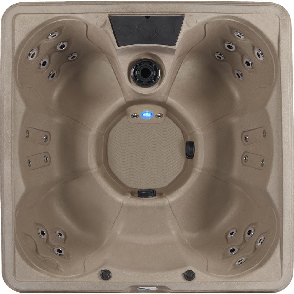 Ariana 6-Person Square Wood Grain and Grey Hot Tub