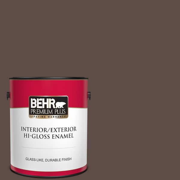 BEHR PREMIUM PLUS 1 gal. #750B-7 Thick Chocolate Hi-Gloss Enamel Interior/Exterior Paint