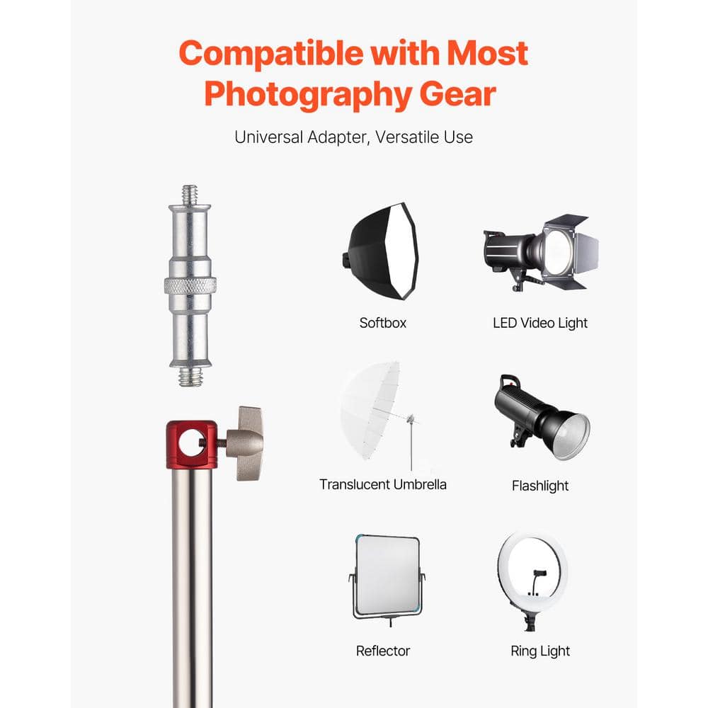 Heavy Duty Adjustable Stainless Steel Photography Light Stand with Casters
