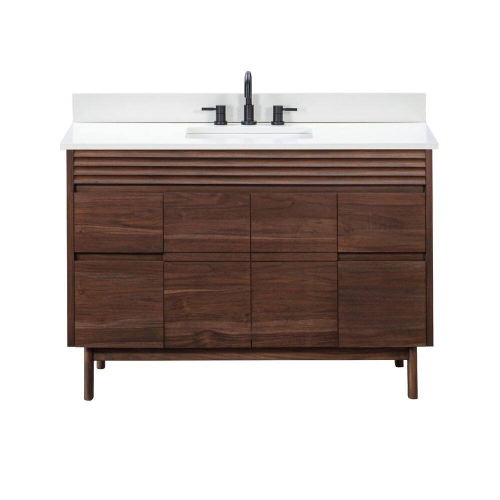 Carina 49 in. Single Sink Coffee Teak Bath Vanity with White Engineered Stone Top price history on PriceWatchPro