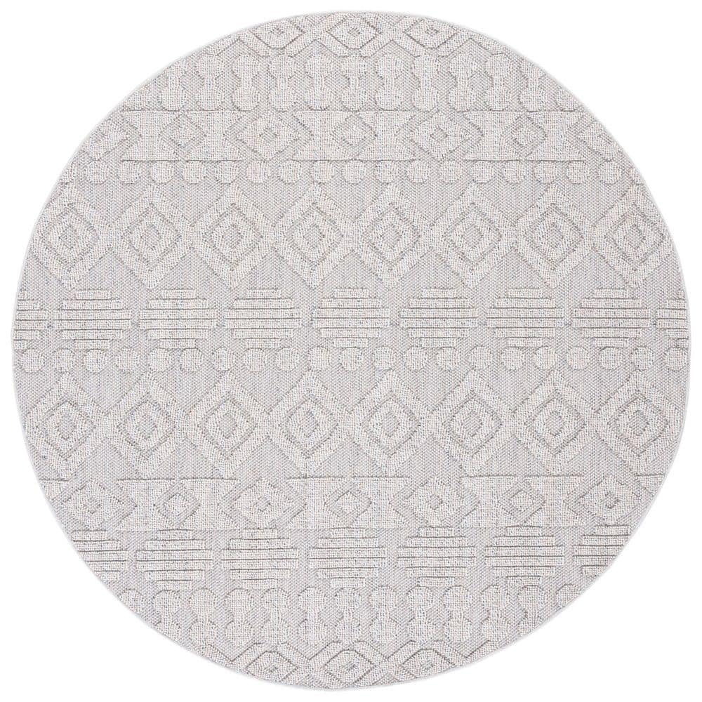 Global Gray/Ivory 7 ft. x 7 ft. Ornate Diamond Indoor/Outdoor Round Area Rug price history on PriceWatchPro