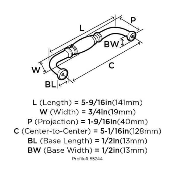 Polished Nickel 5-1/16 Inch Traditional Bar Pull