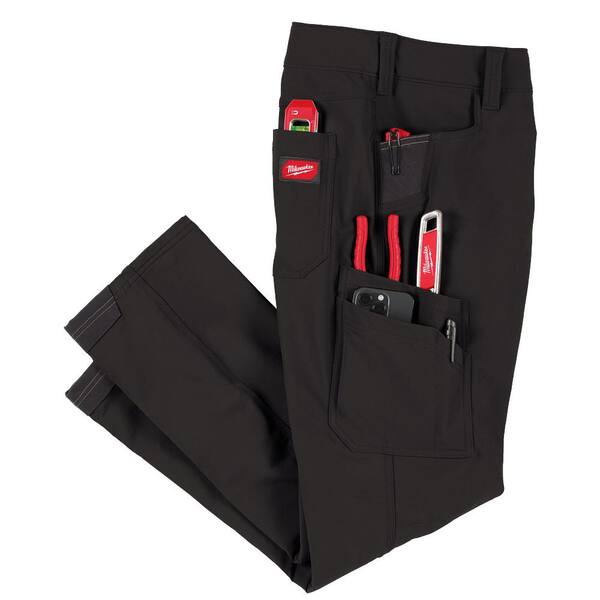 Milwaukee Men's 38 in. x 30 in. Black FREEFLEX Tech Work Pants