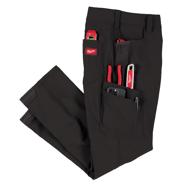 Milwaukee Men's 40 in. x 32 in. Black FREEFLEX Tech Work Pants