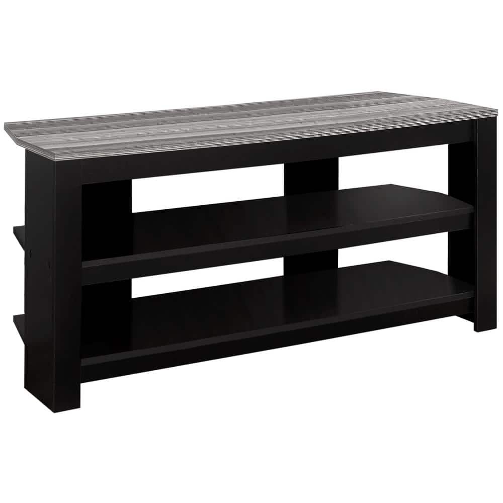 42 in. Black Particle Board Corner TV Stand Fits TVs Up to 42 in. with Open