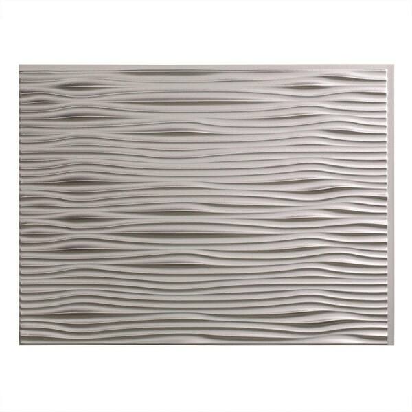 Fasade 18.25 in. x 24.25 in. Argent Silver Waves PVC Decorative Tile Backsplash