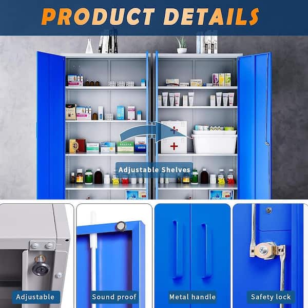 LISSIMO 31.5 in. W x 70.87 in. H x 15.7 in. D Adjustable 4 Shelves