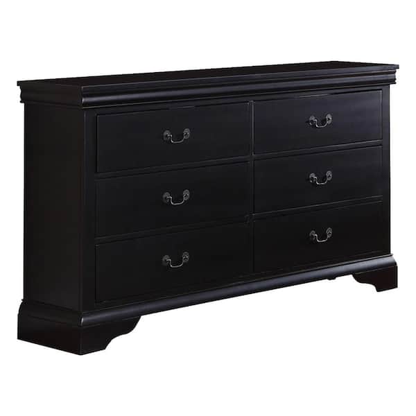Benjara 56 in. Black 6-Drawer Wooden Dresser Without Mirror