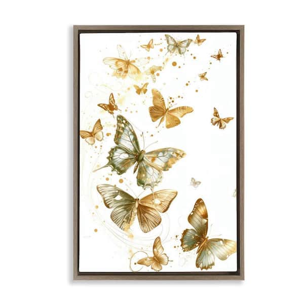 Stupell Industries Butterfly Trail with Speckles by LSR Design Studio Brown Floater Frame Animal Graphic Art Print 31 in. x 21 in.