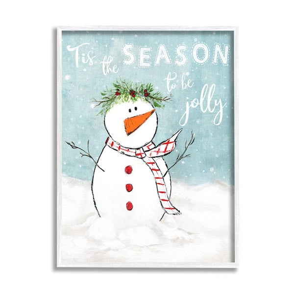 Stupell Industries Tis the Season Snowman by Janet Tava 1-Piece Framed Graphic Print Typography Poster Art Print 20 in. x 16 in.