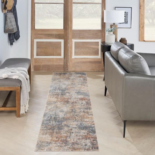 Astra Machine Washable Multicolor 2 ft. x 12 ft. Abstract Contemporary Runner Area Rug