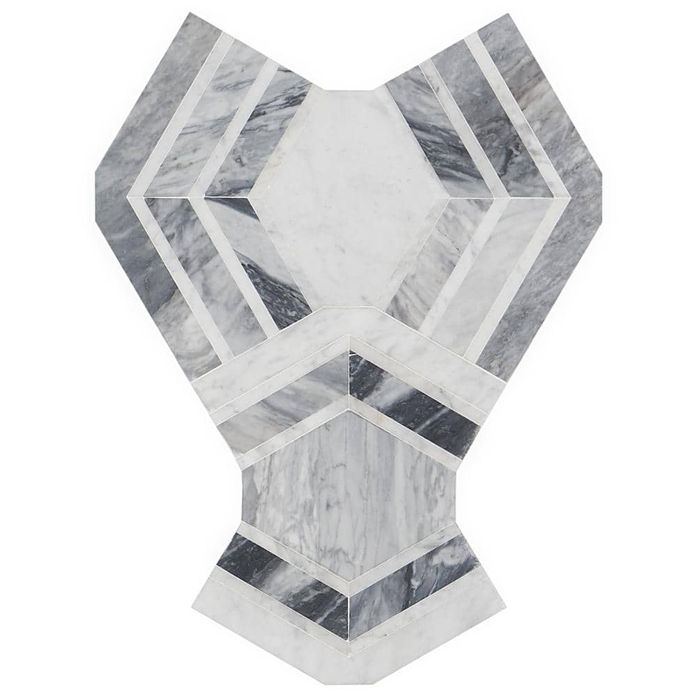 Gray and White Polished Marble Mosaic Wall Tile Sheet