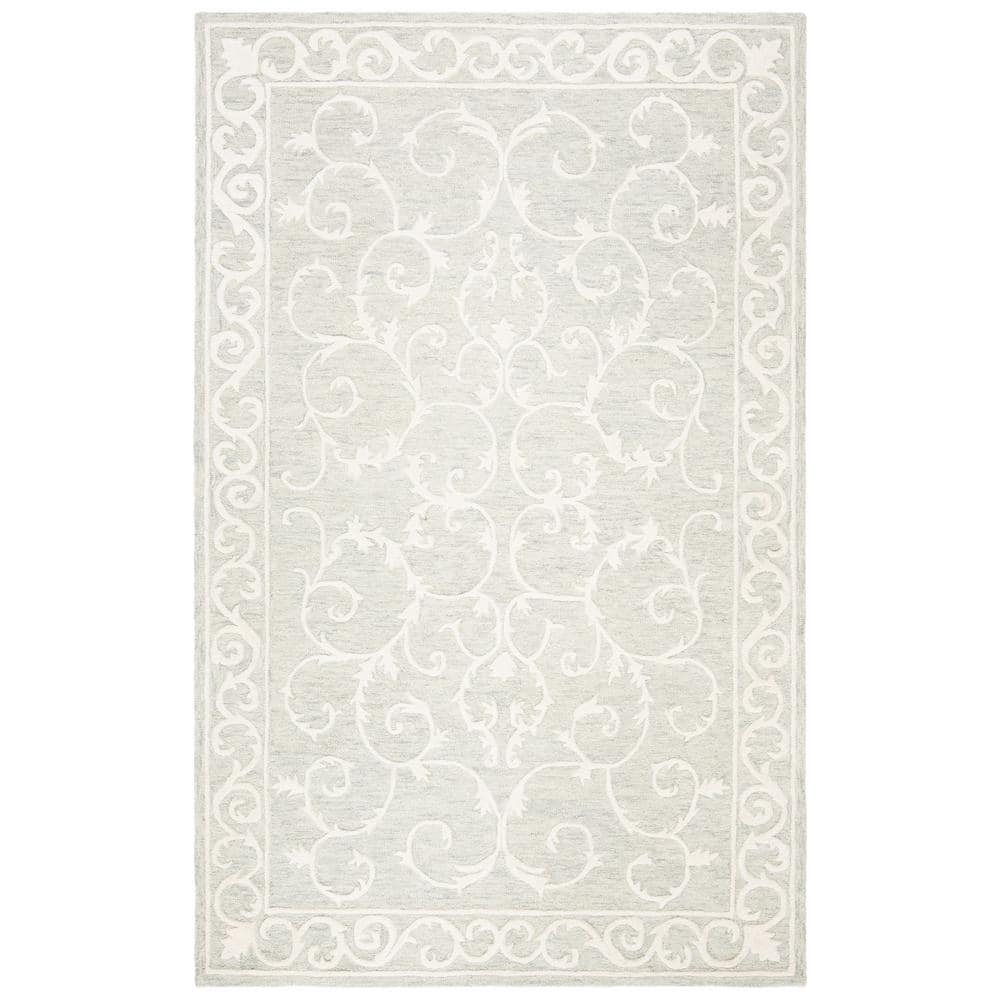 SAFAVIEH Micro-Loop Asteria Oriental Area Rug, Light Grey/Ivory, 2'6" x 4'