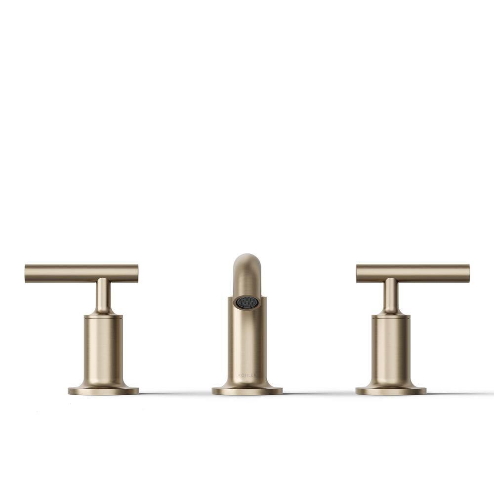 Elegant Purist Double-Handle Brushed Bronze Bathroom Faucet
