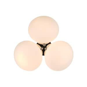 Kza 3-Light 16.9 in. W Polished Nickel Semi-Flush Mount Branch Sputnik Ceiling Light with Oval Frosted Glass for Kitchen