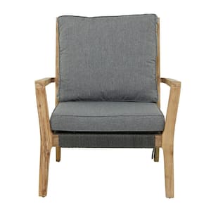 Dark Gray Wood Outdoor Chair with Cushions