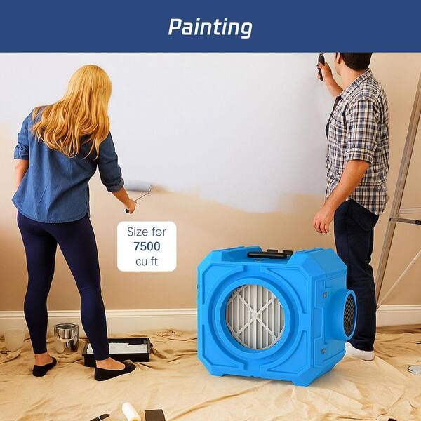 800 sq. ft. HEPA-Type Portable Air Scrubber in Blue with with 3